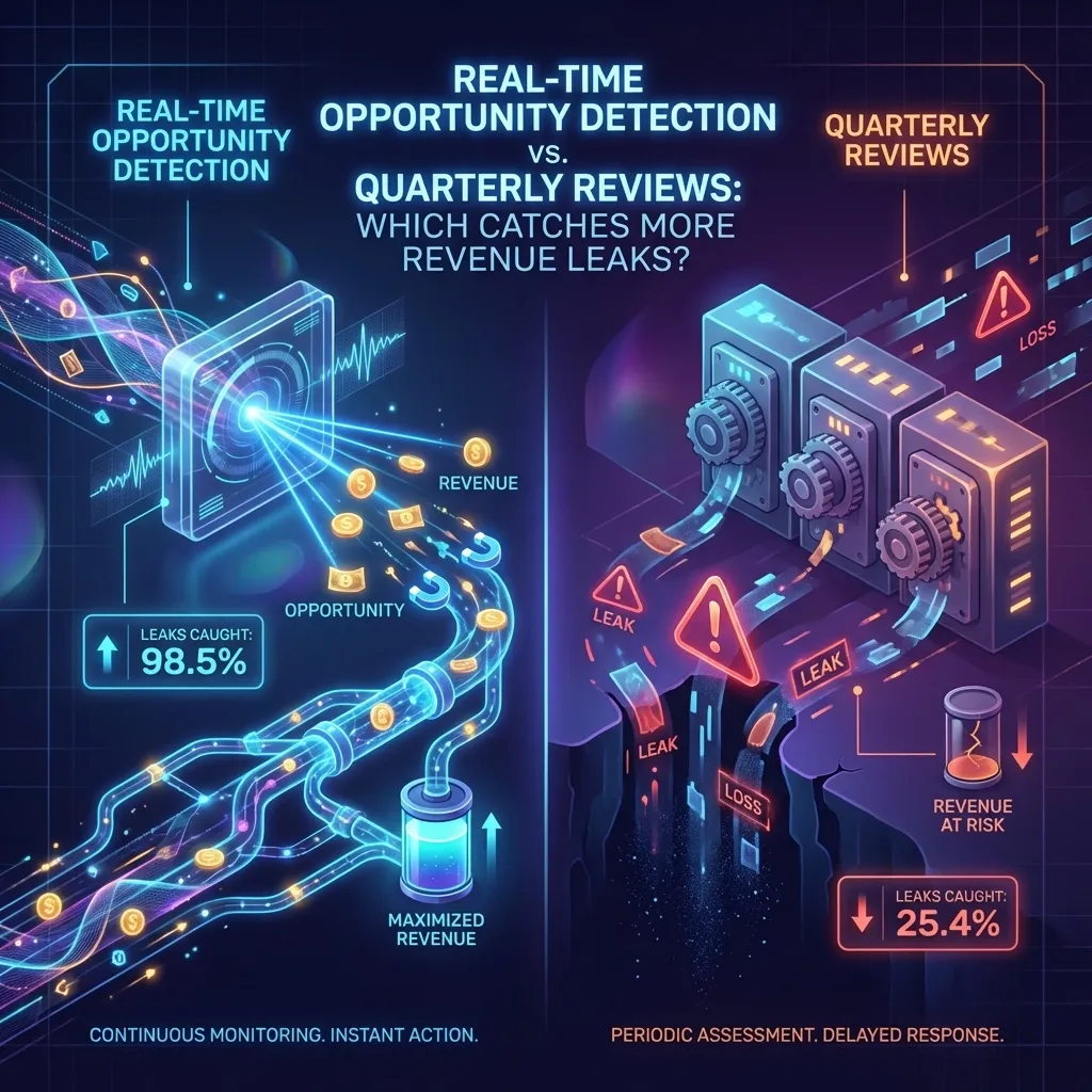 Real-Time Opportunity Detection vs. Quarterly Reviews: Which Catches More Revenue Leaks?
